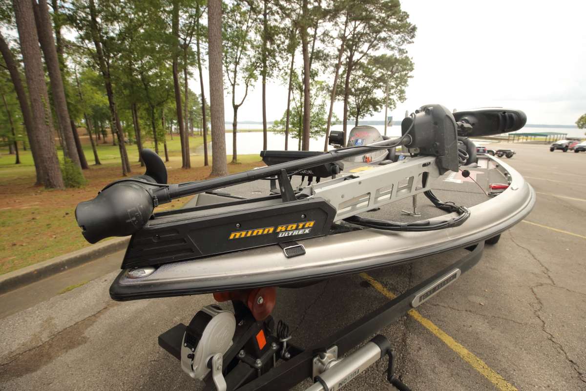 The front of this boat was the stage for the biggest win of Lee's fishing career on Texas' Lake Conroe.
