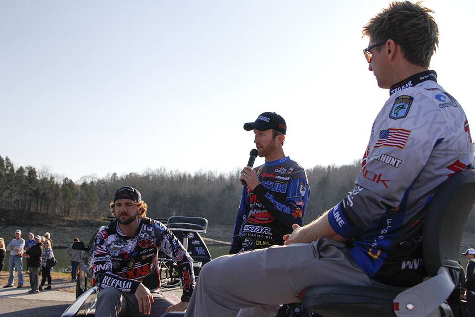 Meanwhile this year there is a hot seat. Card's BassCat will house the leaders until they get bumped. Joining the anglers are pros Chad Pipkens and John Hunter as they hang out.