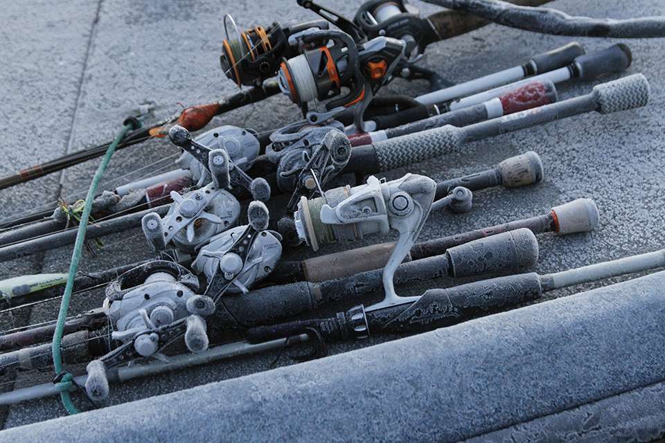 Someone left their rods on the front deck overnight it seems.