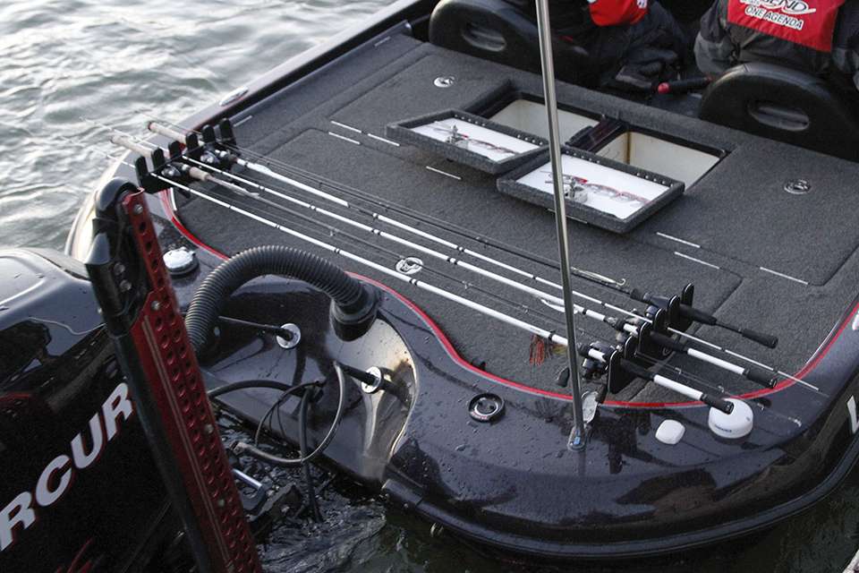 A unique rod rack for a co-angler to store his/her rods.