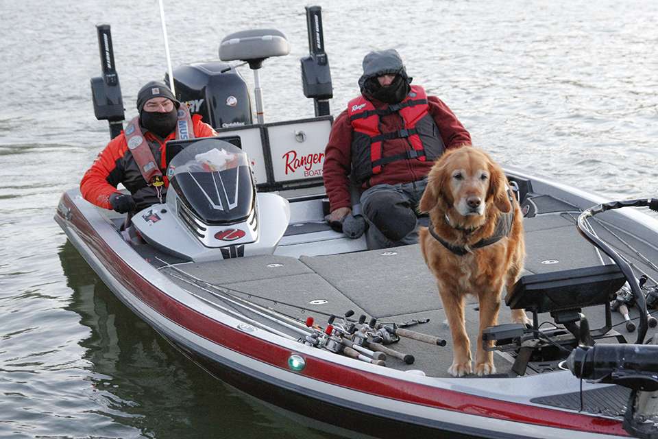 A team is fishing with a trusty service dog this week.
