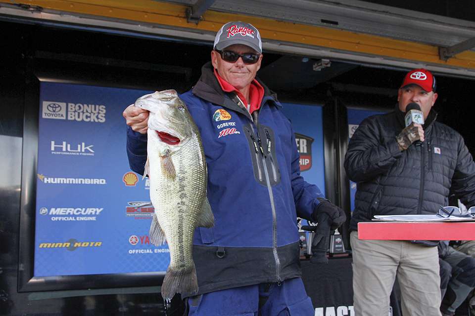 The father-son duo of Robbie Dodson Jr. and Robert Dodson Sr. (not pictured) jumped into 3rd because of their big bag on Day 2. They had 15-2, which was the biggest bag of the day and it included Big Bass of the event at 6-0. 