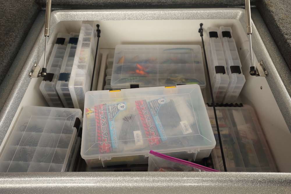 The larger box in the front of the boat holds a ton of tackleboxes. 