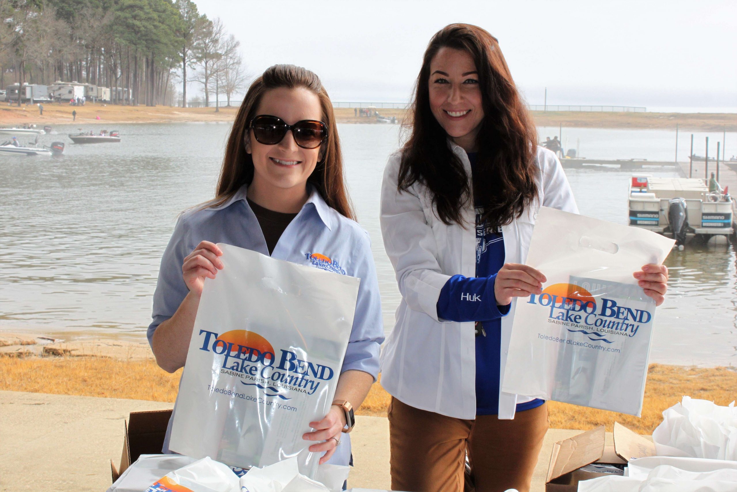 Toledo Bend Lake Country hosts Whitney Hart and Tanya Rivers have a swag bag for the hundreds of high schoolers.