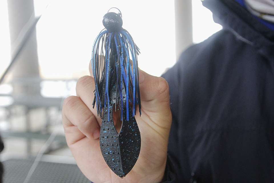 The other was a 3/4-ounce Strike King Football Jig in black and blue with a Zoom chunk trailer.