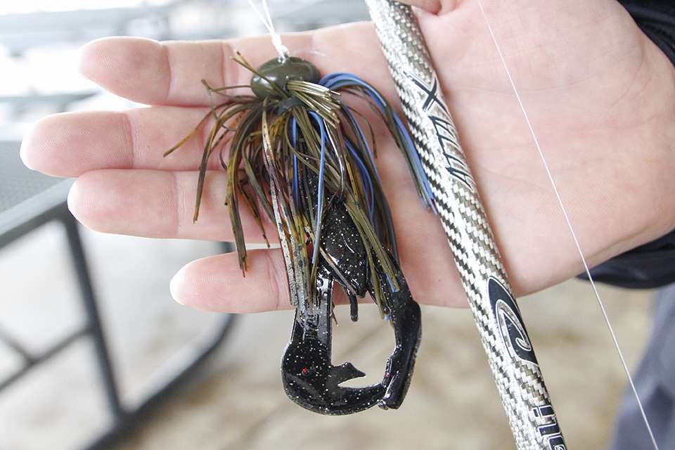 They fished a football jig exclusively and one was a 3/4-ounce hand-tied football jig with a Strike King Rage Craw trailer.
