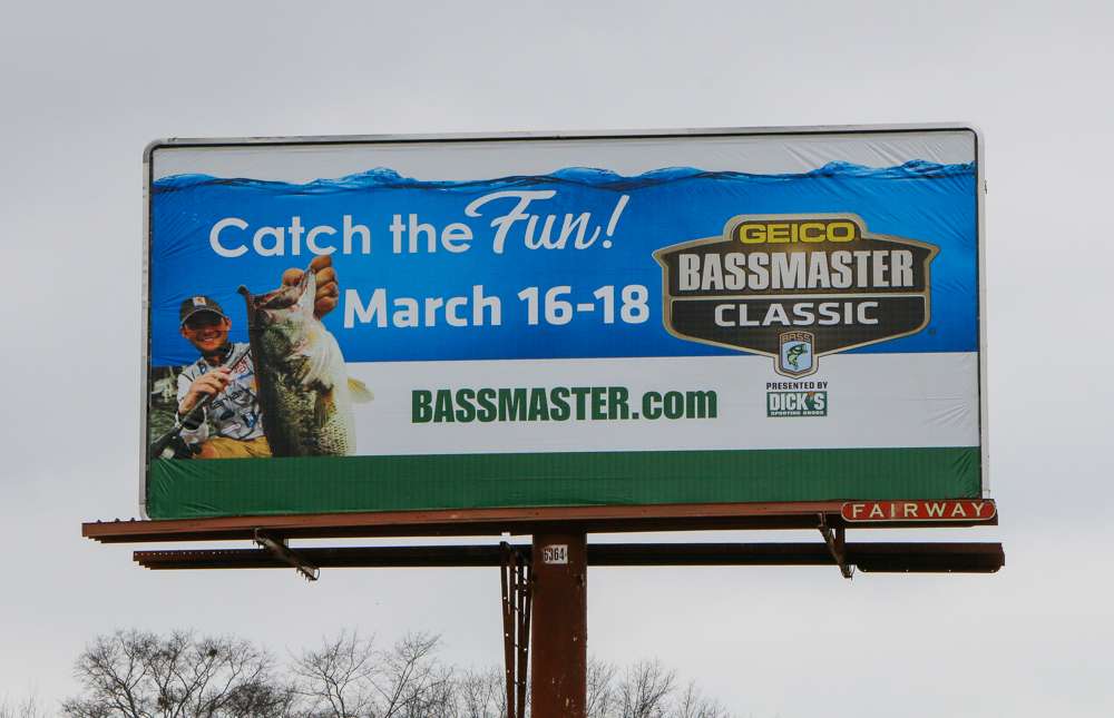 Around the Anderson and Greenville area billboards of 2017 GEICO Bassmaster Classic Champion, Jordan Lee, can be seen. 