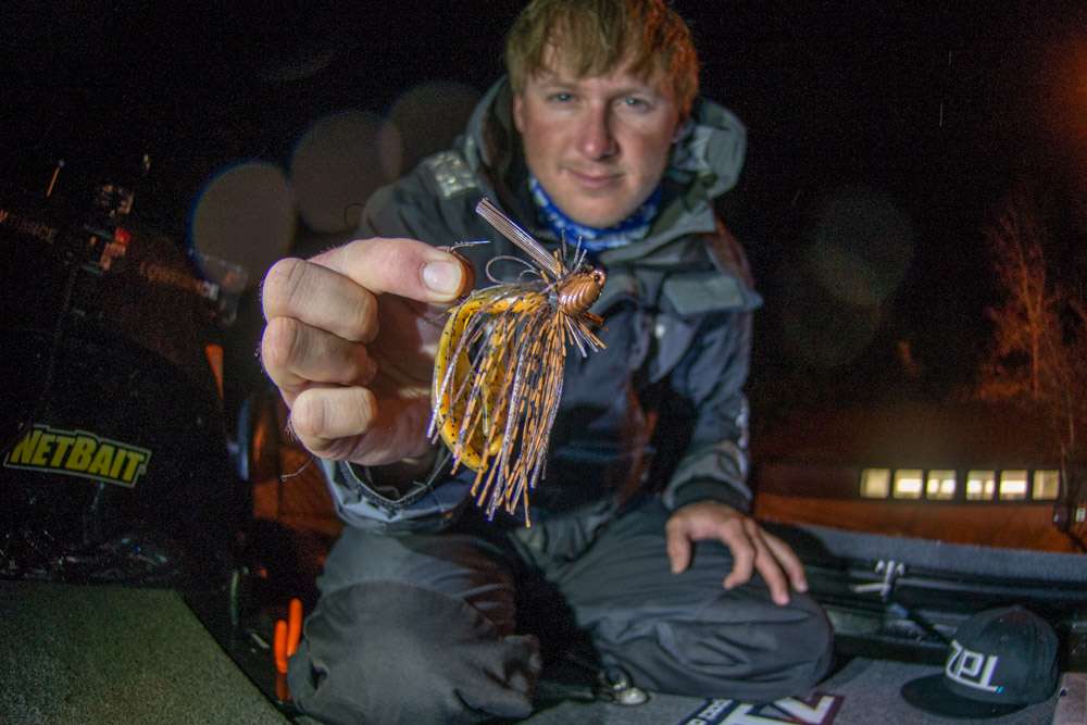 <b>Dustin Connell</b><br>
To finish 12th Dustin Connell primarily relied on a 1/2-ounce 6th Sense Divine Hybrid Jig with a 3.25-inch NetBait Paca Chunk Senior, Alabama Craw.