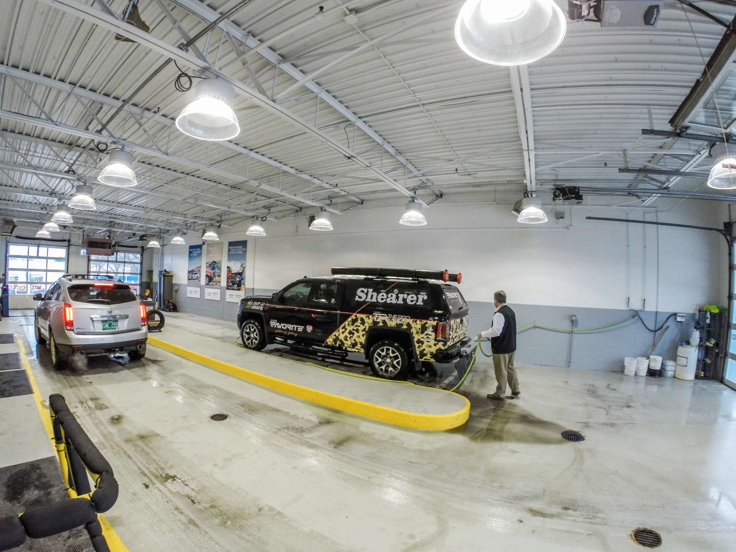 Last but not least the ride gets a bath at Shearer Chevrolet/Buick/GMC/Cadillac, a dealer in Burlington. The dealership is a sponsor of Harris. 
