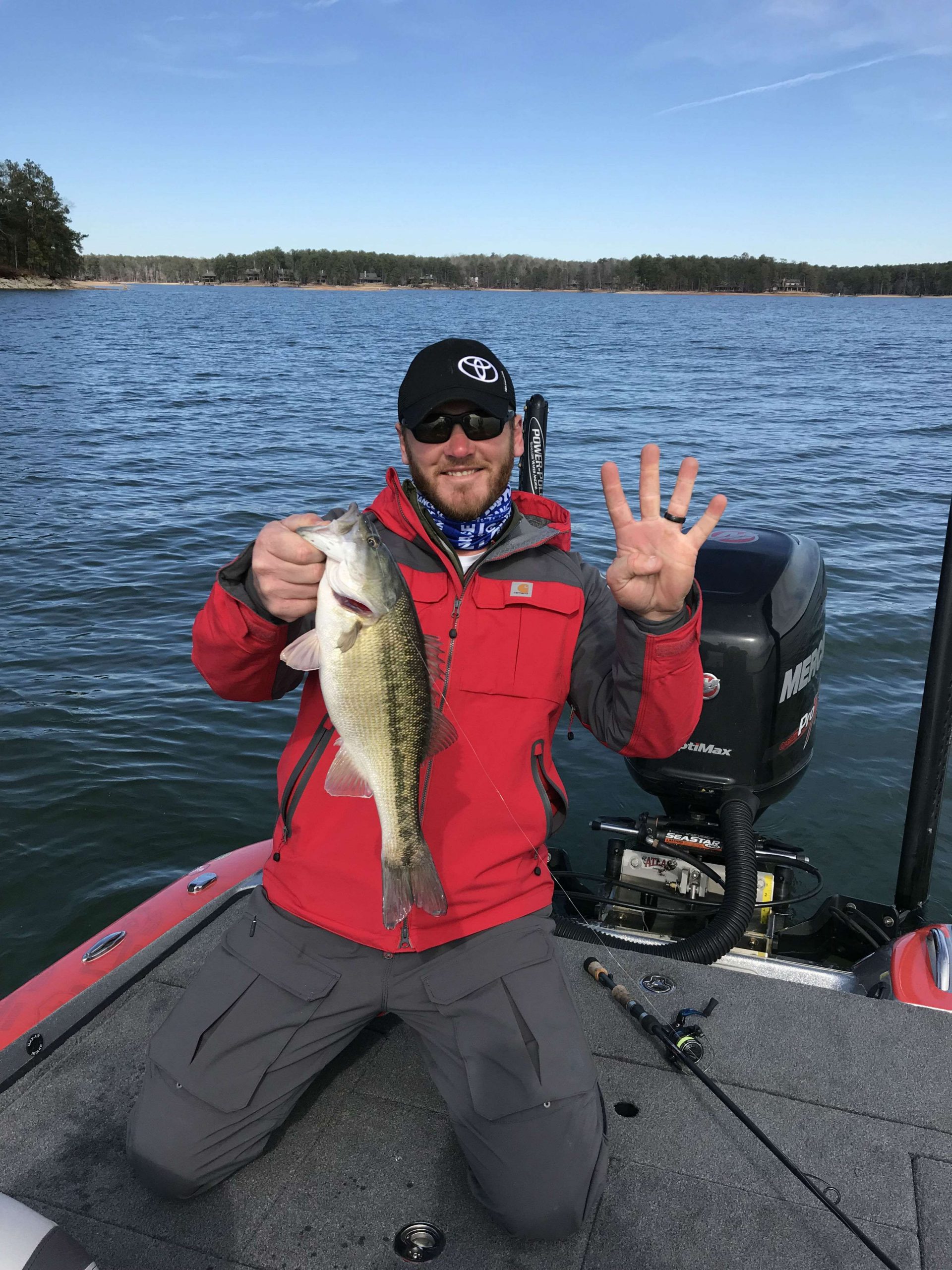 Bassmaster Elite Series rookie Caleb Sumrall lands his fourth and biggest fish of the day.