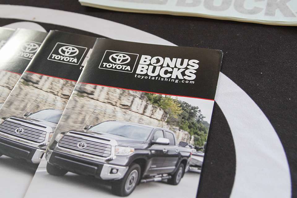 Information on Toyota Bonus Bucks program was readily available for anglers with the proper year Tundra and Tacoma.