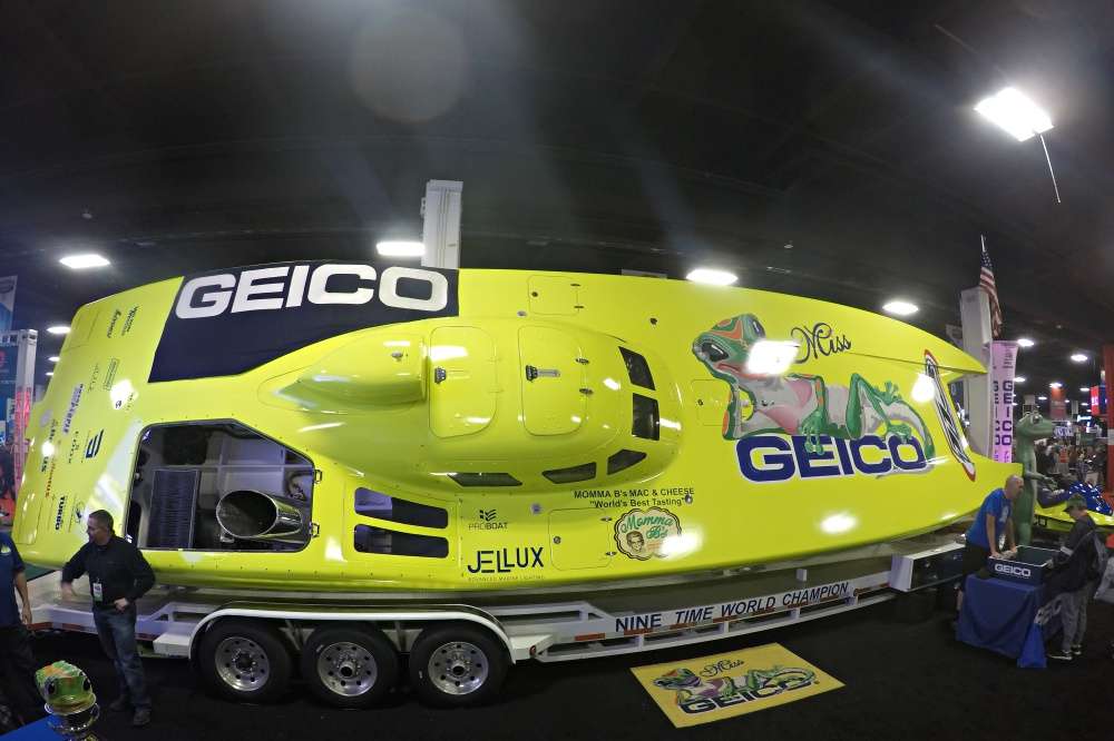 GEICO had their huge Miss GEICO boat on display...