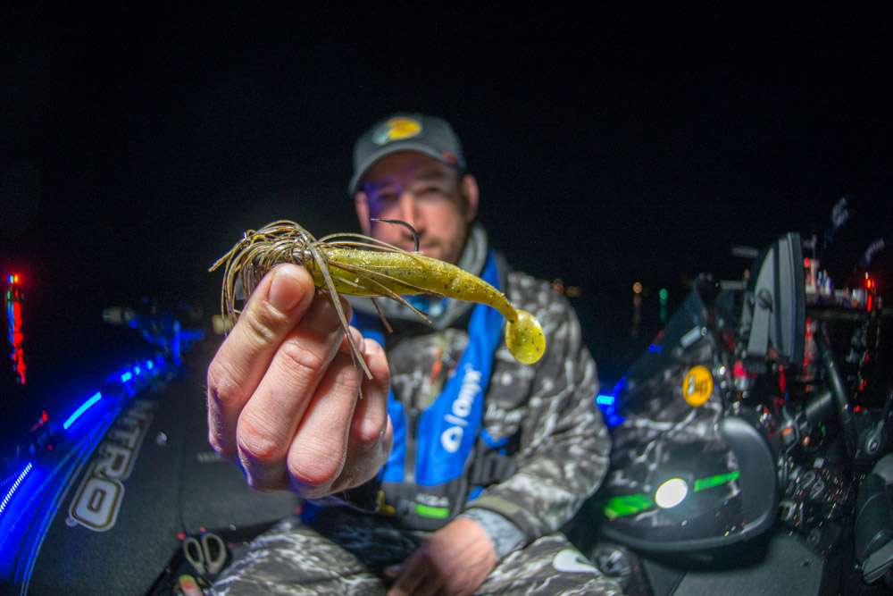 <b>Ott DeFoe</b><br>
A consistent producer in the lure lineup of sixth-place finisher Ott DeFoe was this 1/2-ounce Bass Pro Shops bladed jig. He added a 3.5-inch Bass Pro Shops Sassy Sally for strike appeal. 
