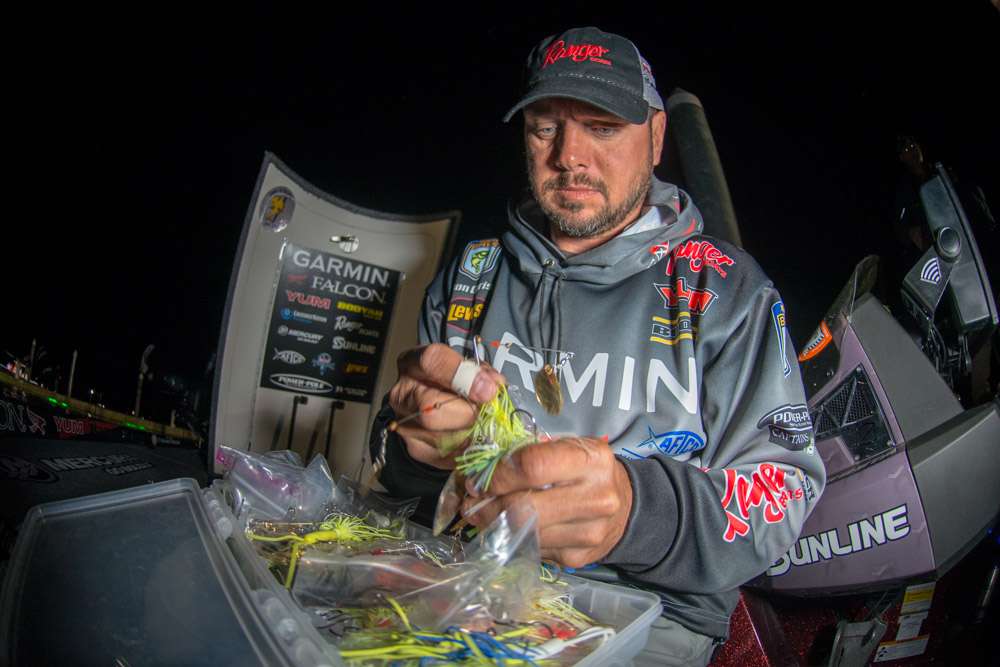 <b>Jason Christie</b><br>
To finish third Jason Christie used a jig, spinnerbait, and bladed jigs. The taped up finger proved the Oklahoman held nothing back in his quest for the title. 
