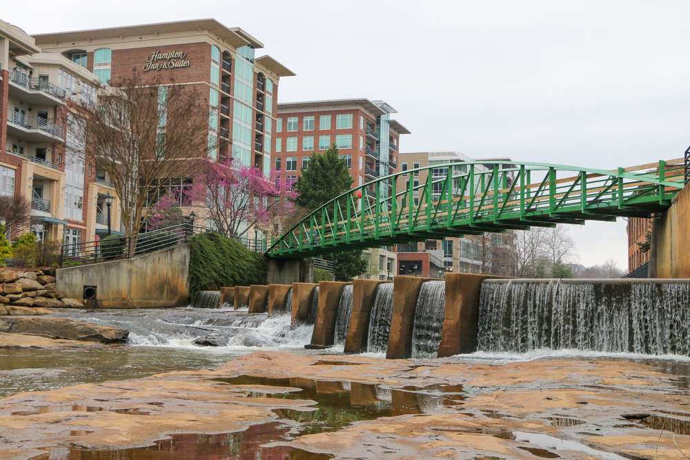 Falls Park on the Reedy is a 32-acre park adjacent to downtown.