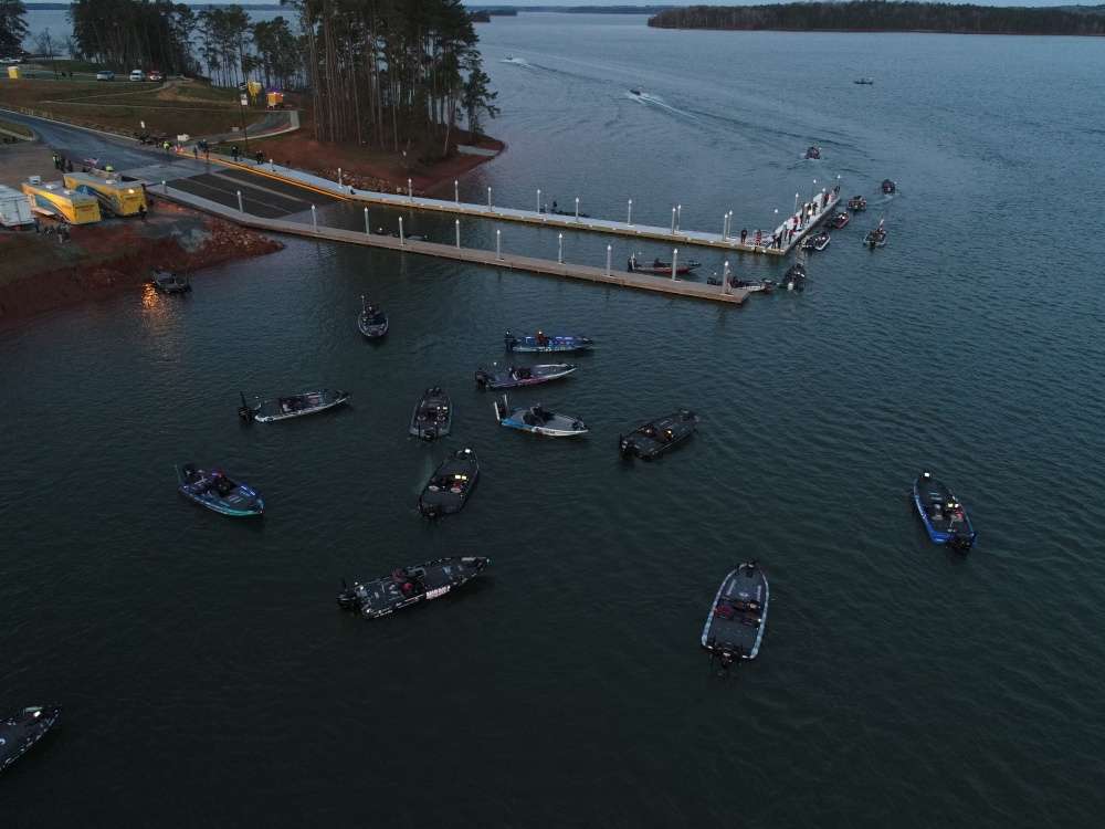As the final practice begins at the GEICO Bassmaster Classic presented by DICK'S Sporting Goods, here's a look at the anglers leaving the dock from the air. 