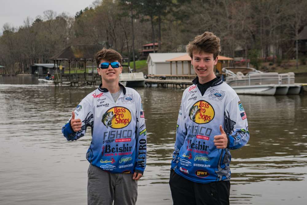 Grant Nisbet (Left) & Trey Schroeder (Right) are ready to go. These guys started their bass club at their high school, Lindbergh, in St. Louis, MIssori as freshman. Their club now has 46 anglers. 
