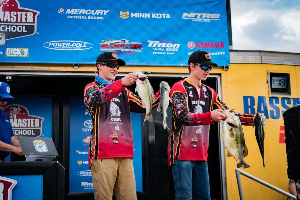 Oklahoma boys coming on strong, just like the 2018 GEICO Bassmaster Classic presented by DICK'S Sporting Goods, with  
Wyatt Sauder and Micah Ford placing 7th for the Sequoyah High School club. 