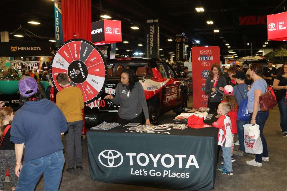 At the Toyota booth, a Spin to Win game awarded lots of prizes.