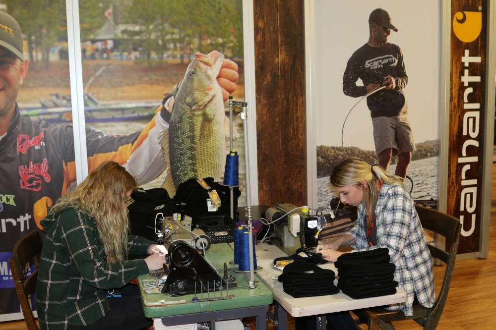 Carhartt seamstresses add B.A.S.S. patches to the popular A-18 Watch Caps, which were given for a $5 donation to the South Carolina Bass Nation Conservation Fund.
