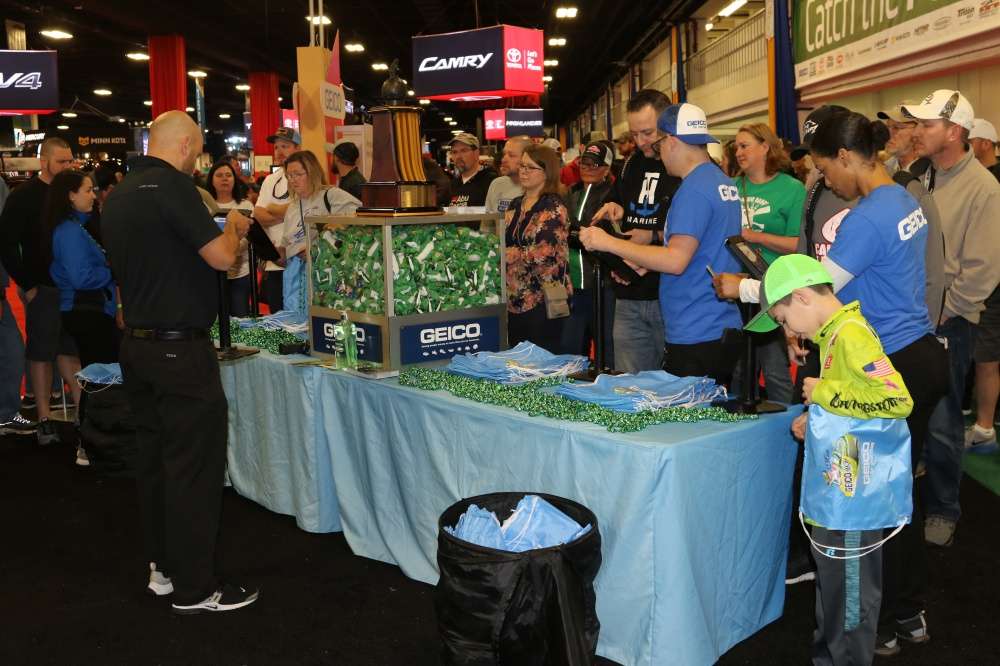 At the GEICO booth, visitors entered a contest to guess the number of Geckos in the box.