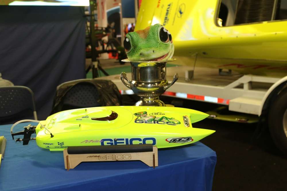 One of the GEICO raffle prizes â a radio-controlled replica of the Miss GEICO race boat.