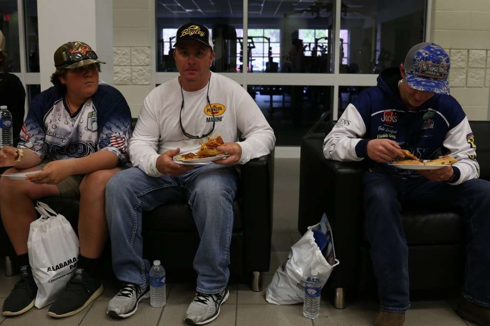 ...and grab a bite to eat, like Moody High's Jackson Isbell, Scott Canterbury and Gabe Lunsford.