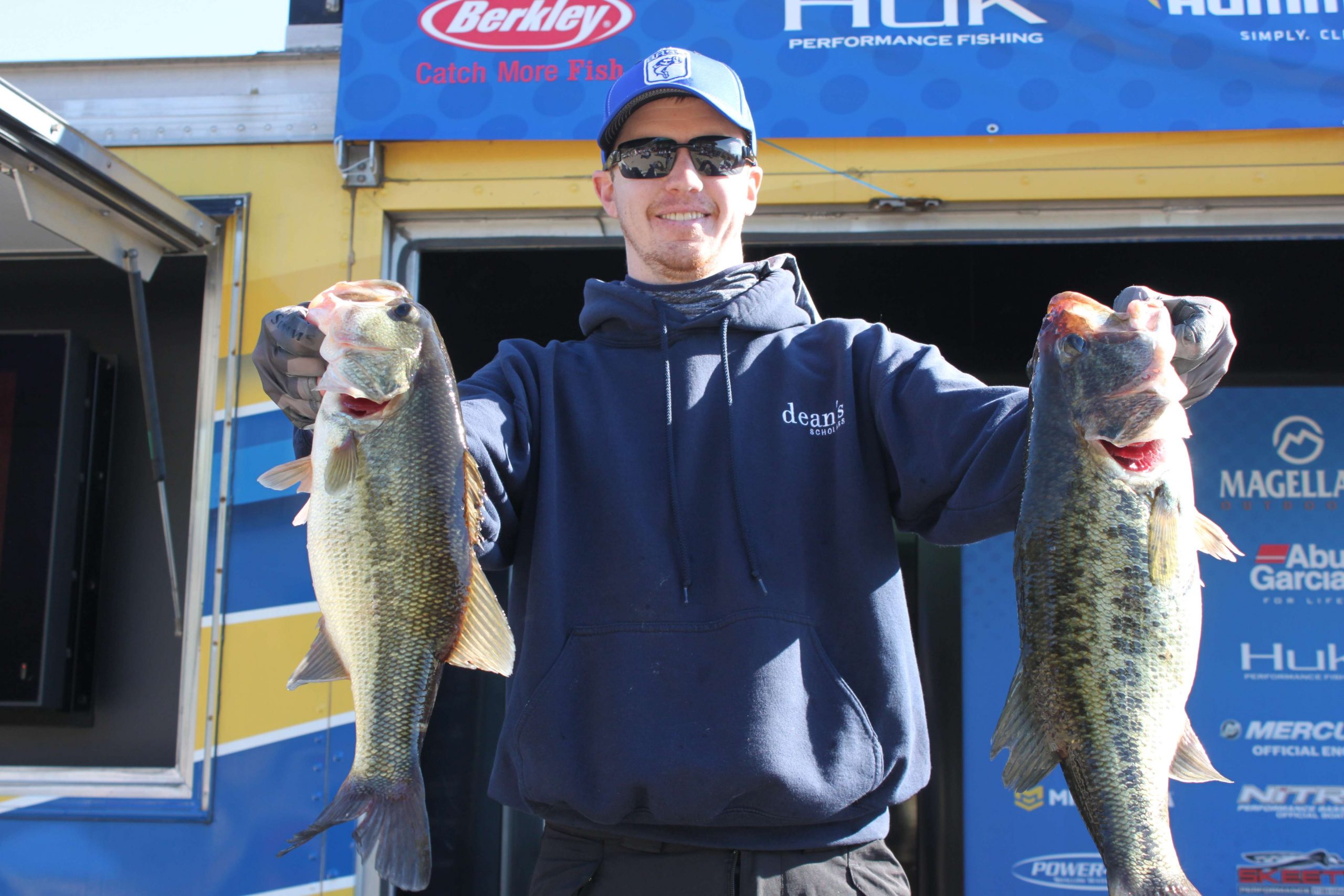 Charles Barnes of Team Texas is in seventh place of the 190 non-boaters here, thanks to bass like these. He had three bass for 12-6 on Wednesday.