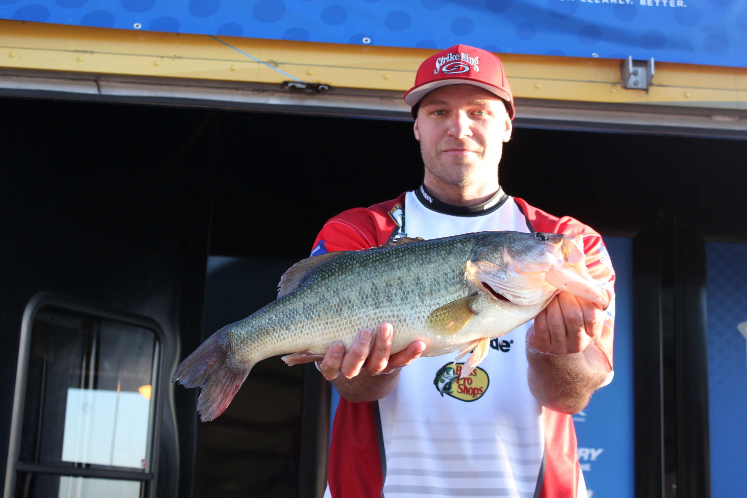 Josh Crededio of Team Wisconsin is in third place among non-boaters with three bass going for 14-15.