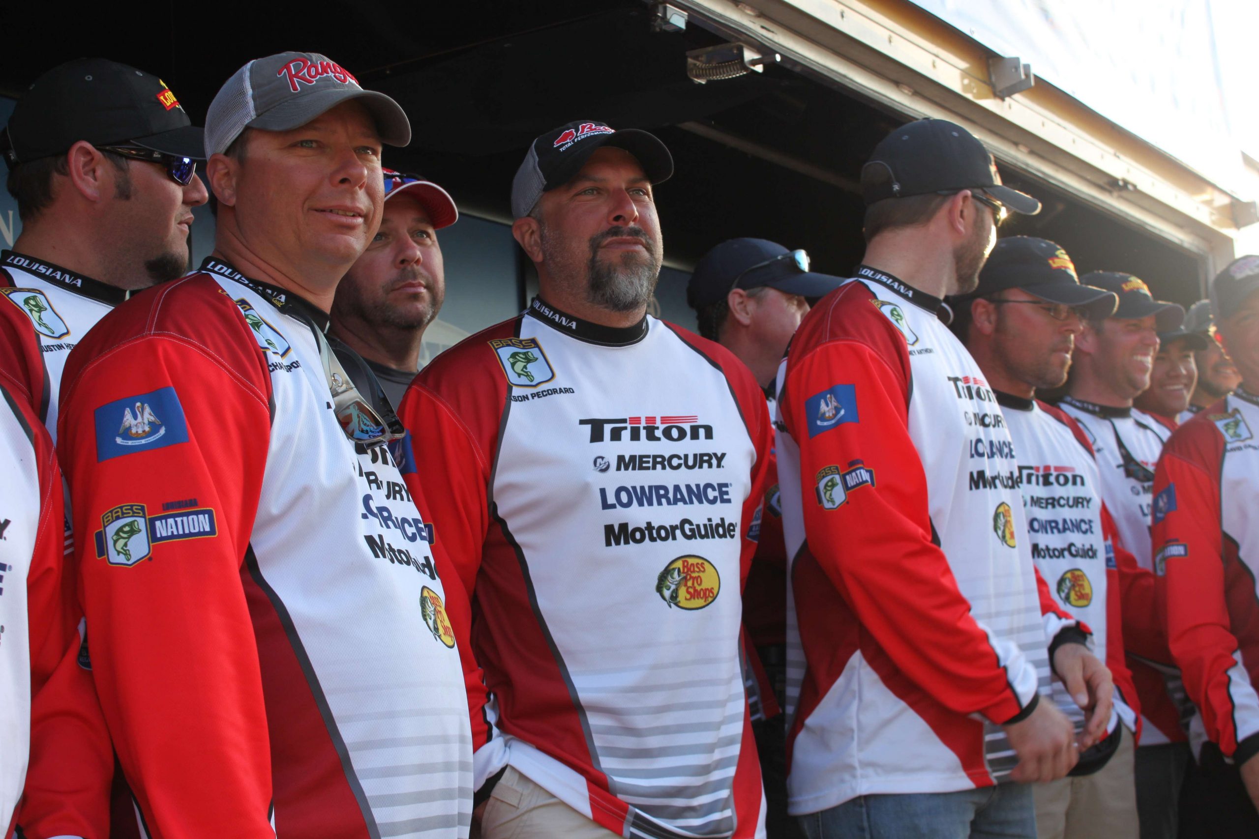 And then each member of Team Louisiana was called to the stage to receive plaques to commemorate their victory. The team's cumulative effort (135 bass totaling 379 pounds, 2 ounces) led the field. Nine Louisiana anglers survived to fish Friday when the top boater and non-boater from each of the 19 states represented here will lock up a spot in the B.A.S.S. Nation Championship later this year.
