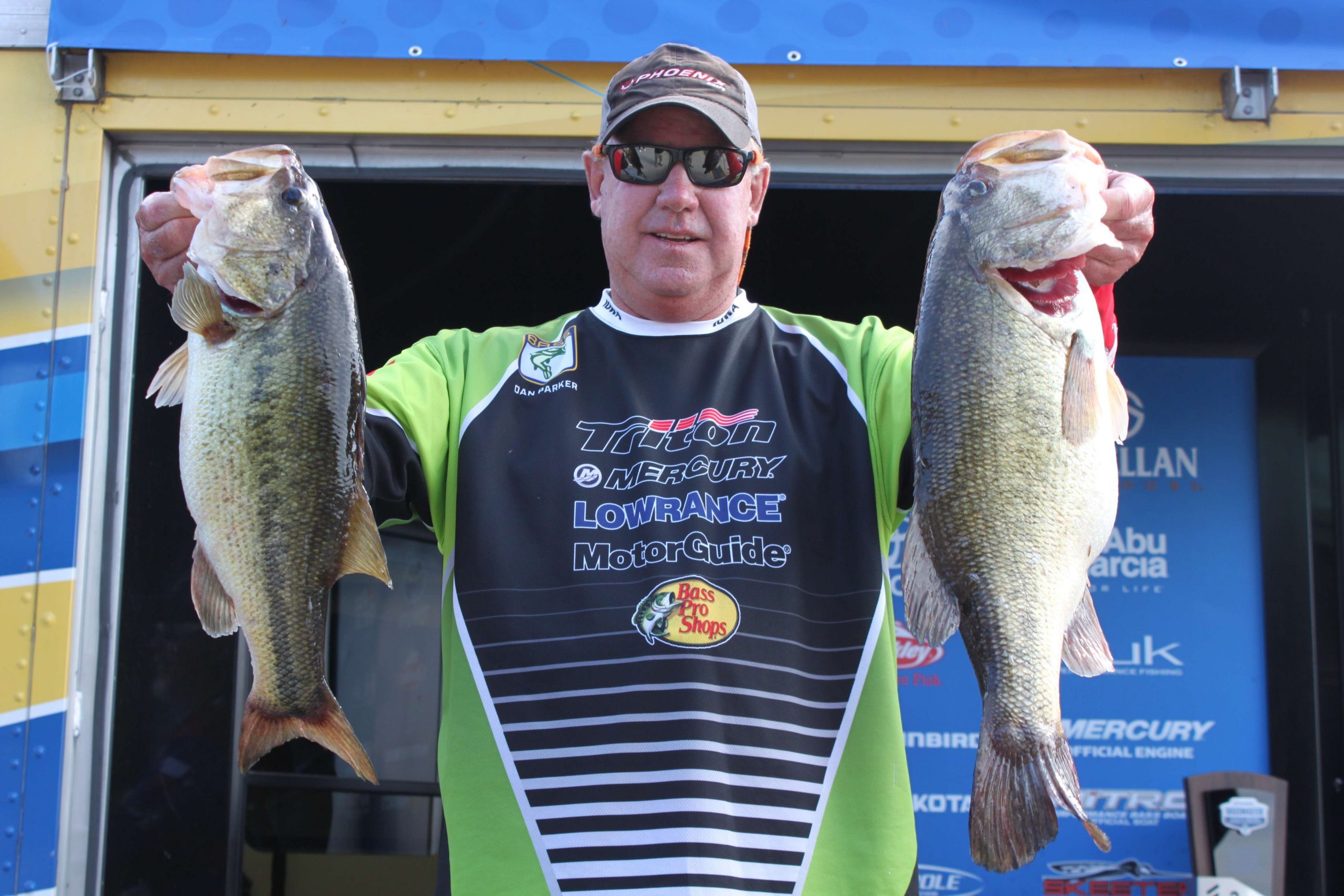 Thereâs Dan Parker again showing off some of the bag that totaled a Day 3 high of 23-9. Parker finished third in the boater division with 54 pounds.