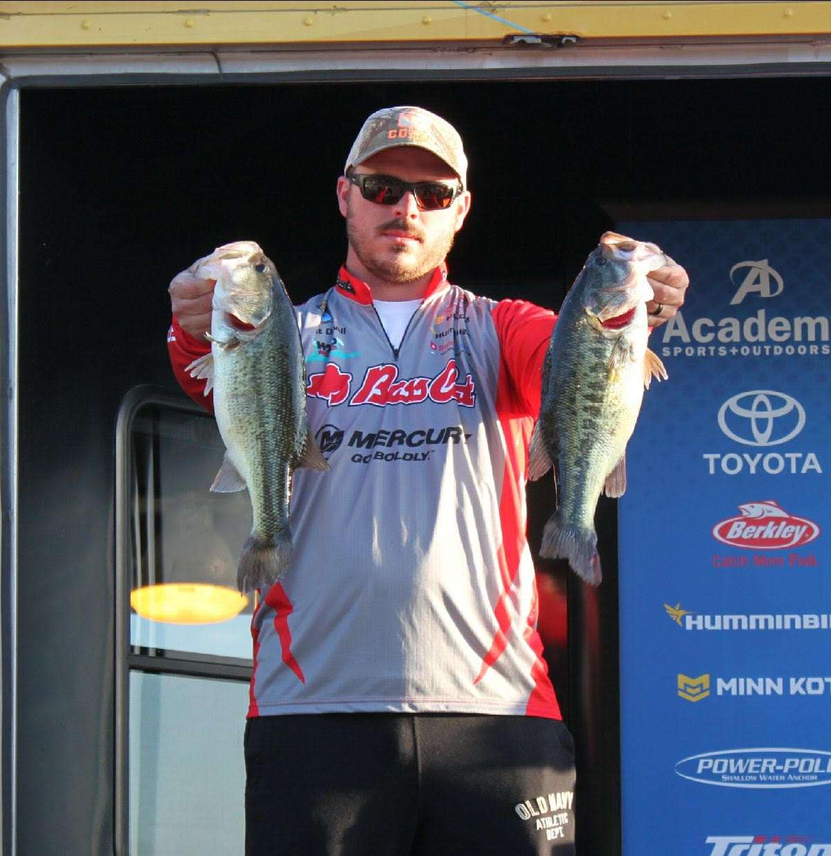 Matthew Duvall of Team Arkansas is in sixth place among non-boaters with three bass weighing 12-7.