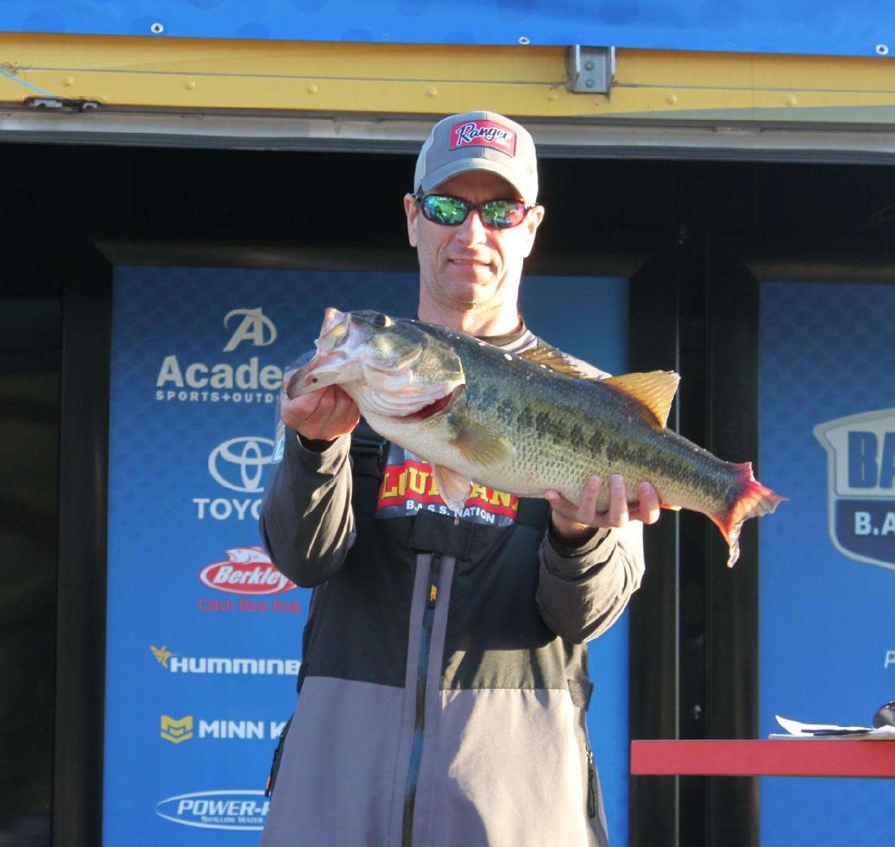 Michael Nobile of Team Louisiana caught the biggest bass of the day â this 8-15 monster that put him in fourth place among non-boaters with a 13-10 total.
