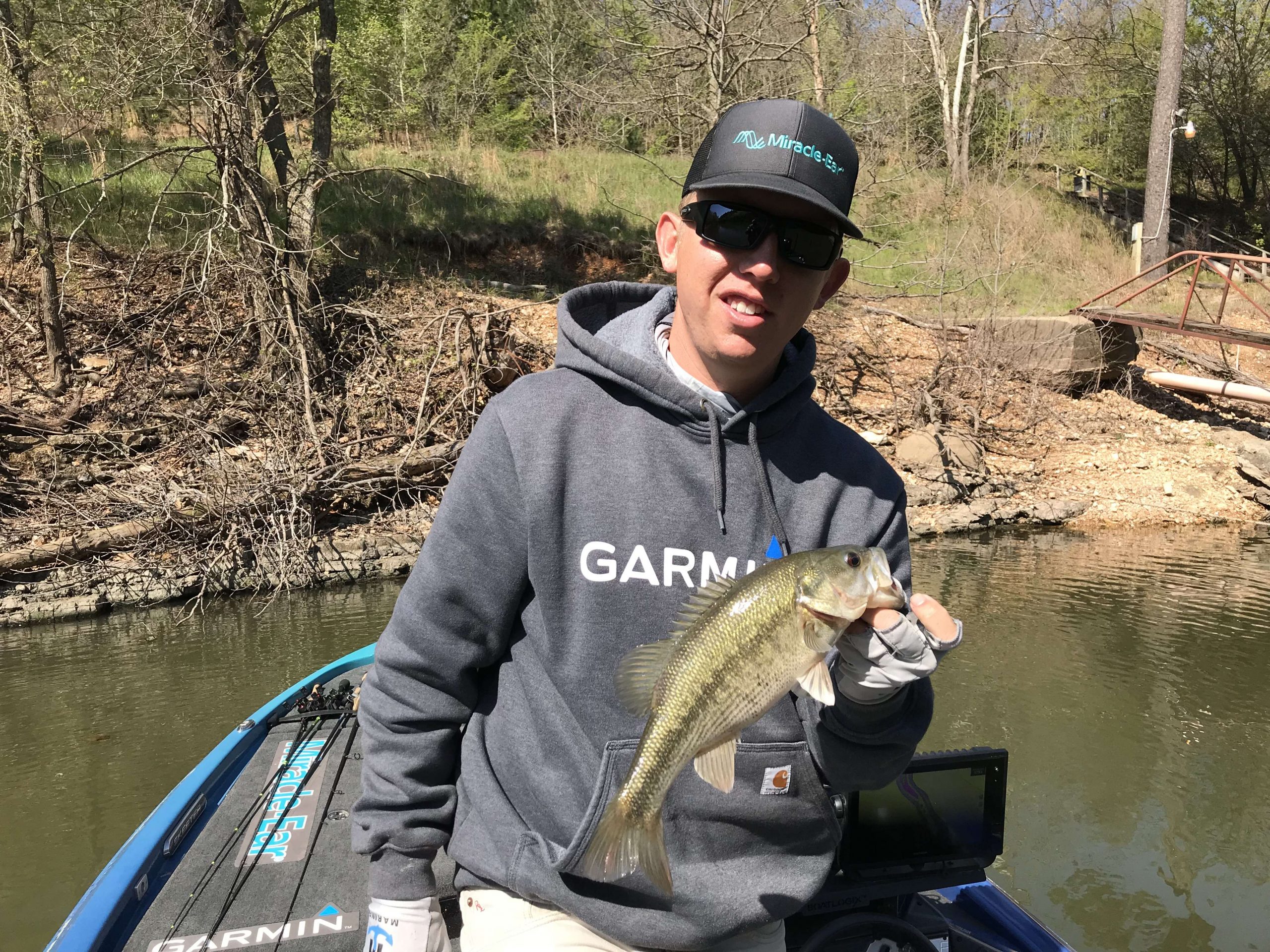 With 3 fish catches in under 15 minutes, Alton Jr. is beginning to pick up some steam and gain some confidence. This one will cull. 