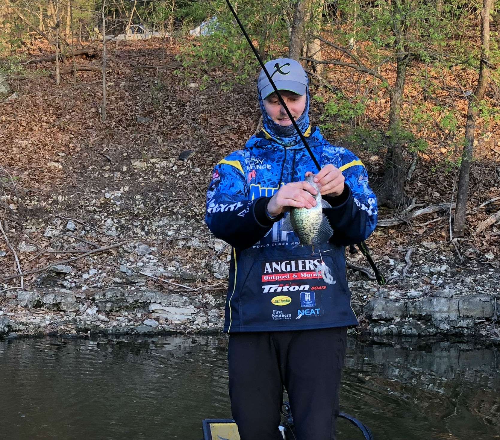 Bass are not the only thing biting Bradley Royâs spinnerbait this morning. Grand Lake is known for its outstanding crappie fishing too. Roy commented, âdinner anyoneâ after landing this one.




