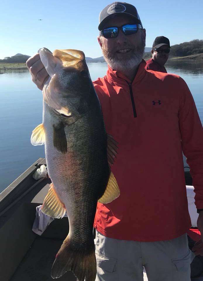 Dale Steele caught this 7-4 in El Salto using a 12â Blue Fleck Powerworm, Carolina Rig.