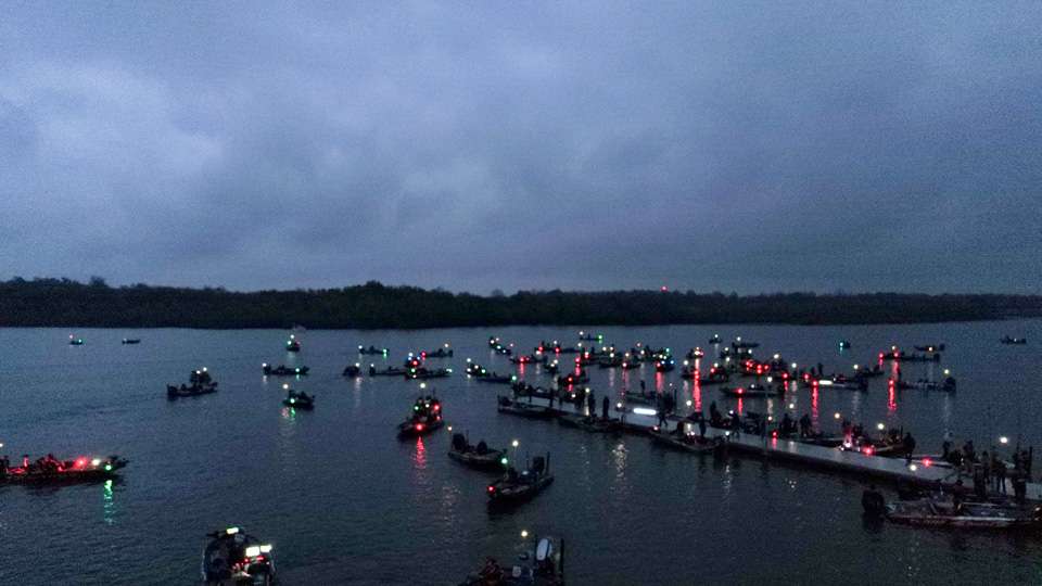 Get an eagle-eye view of the launch Day 1 of the 2018 Academy Sports + Outdoors Bassmaster Elite at Grand Lake.