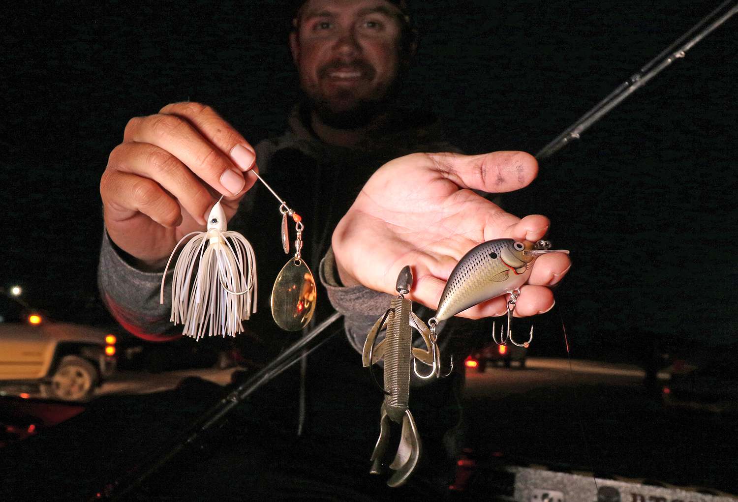 To finish seventh Drew Benton targeted prespawn bass and then switched to a flipping technique for bedding fish. For that tactic he chose a Doomsday Mauler 4.2, rigged to 5/0 Owner EWG Hook and 1/2-ounce Elite Tungsten Worm Weight. For migrating bass he chose a Bagley Sunny B Crankbait. Alternatively, he used a 1/2-ounce Nichols Lures Pulsator Spinnerbait with double Colorado blades. 