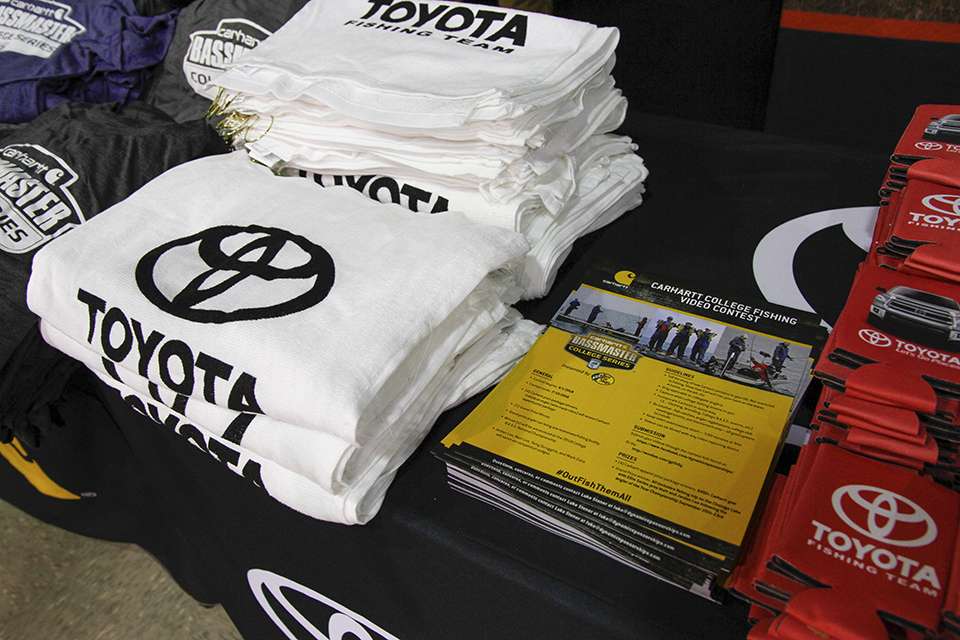 Carhartt brought shirts for every angler and Toyota brought towels, which come in handy while on a boat for an entire week.