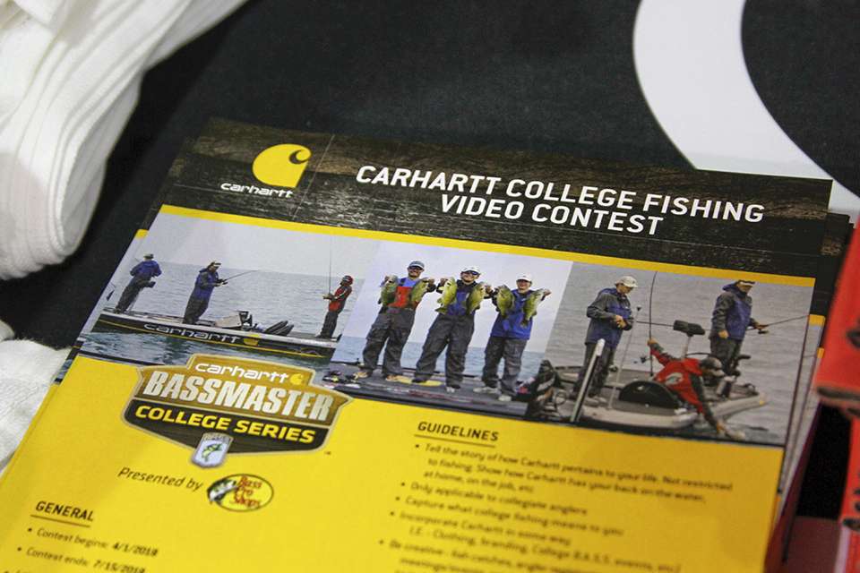 Carhartt has a video competition for College anglers to compete throughout the year and the best video explaining what college fishing means to them. The videos are voted on by Bassmaster host Mark Zona and Elite Series anglers Terry Scroggins and Matt and Jordan Lee. The winners get to fish with the Lee brothers for a few days as a reward!