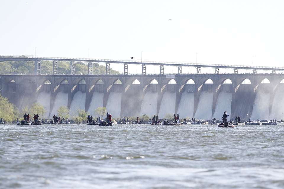 The base of the Wilson Dam was a popular and productive spot on Day 1, but the boat traffic doubled on Day 2 and it made fishing slow.