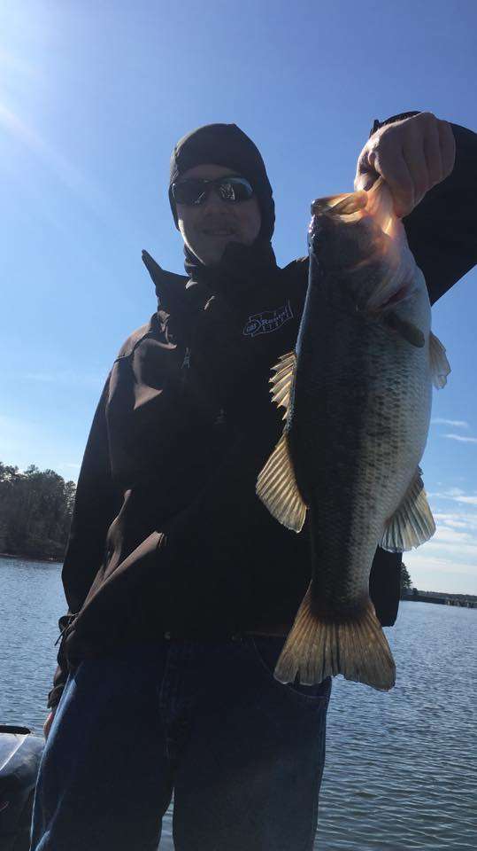 Nick Austin shared this 4-8 largemouth caught on Lay Lake, AL, with a Roboworm on a buckeye spot remover shakey head.