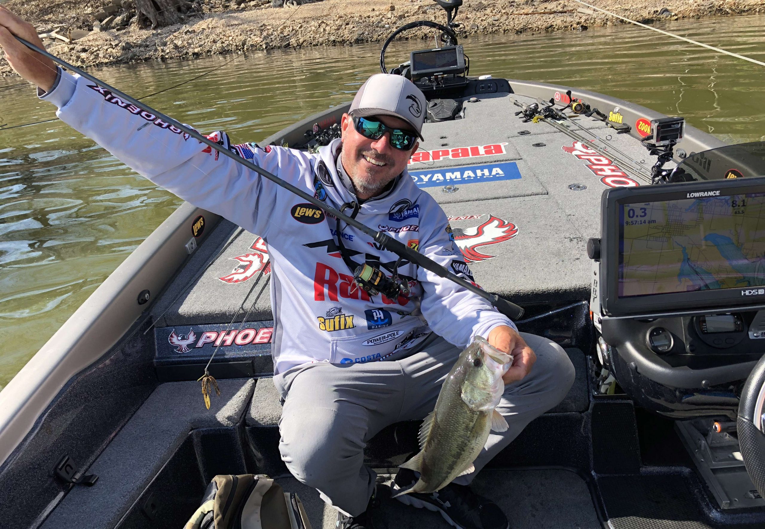 Elite Pro Randall Tharp strikes a rare pose for a Marshal with fish number five.