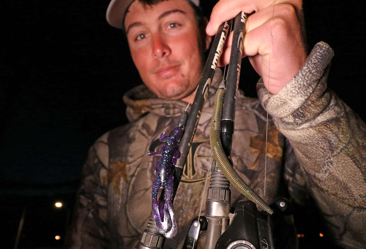 To finish fifth Tyler Rivet used these soft plastic rigs. A 4-inch Mister Twister Buzz Bug Craw with 4/0 Owner 4x Jungle Flippinâ Hook, and 3/8-ounce Eco Pro Tungsten Elite Series Flipping Weight was a choice. So was a 5-inch Yum Dinger with 3/0 Owner 4x Jungle Flippinâ Hook and 1/16-ounce worm weight. 