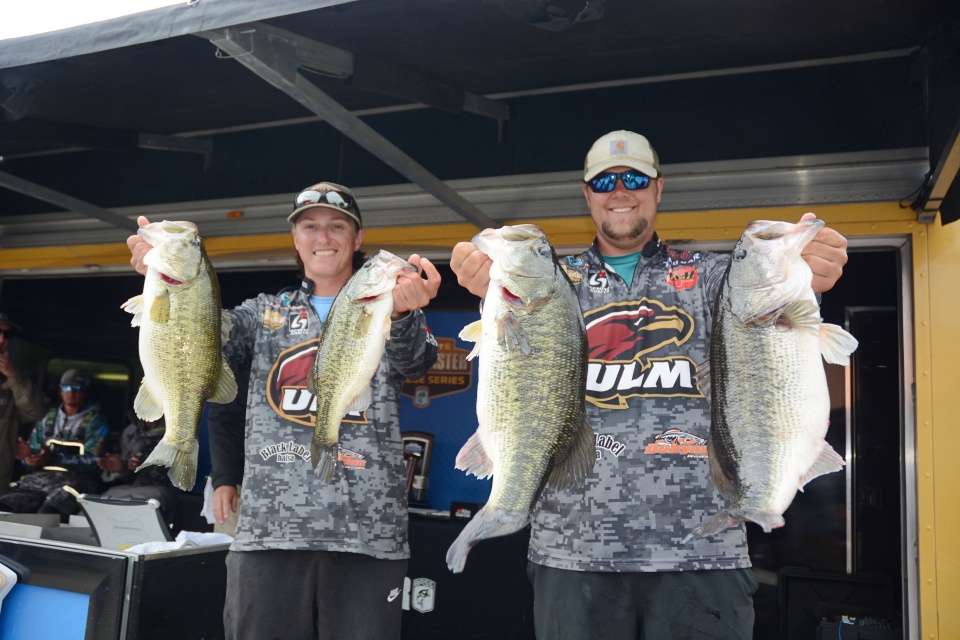 Meet the eventual second-place team from University of Louisiana-Monroe. Tyler Craig and Spencer Lambert with 22 pounds for the day. 
