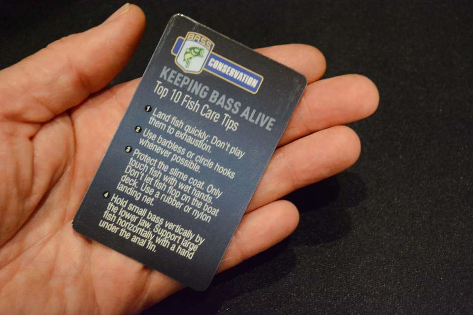 Keeping bass alive is a priority and this plastic wallet card provides step-by-step guidelines. 

