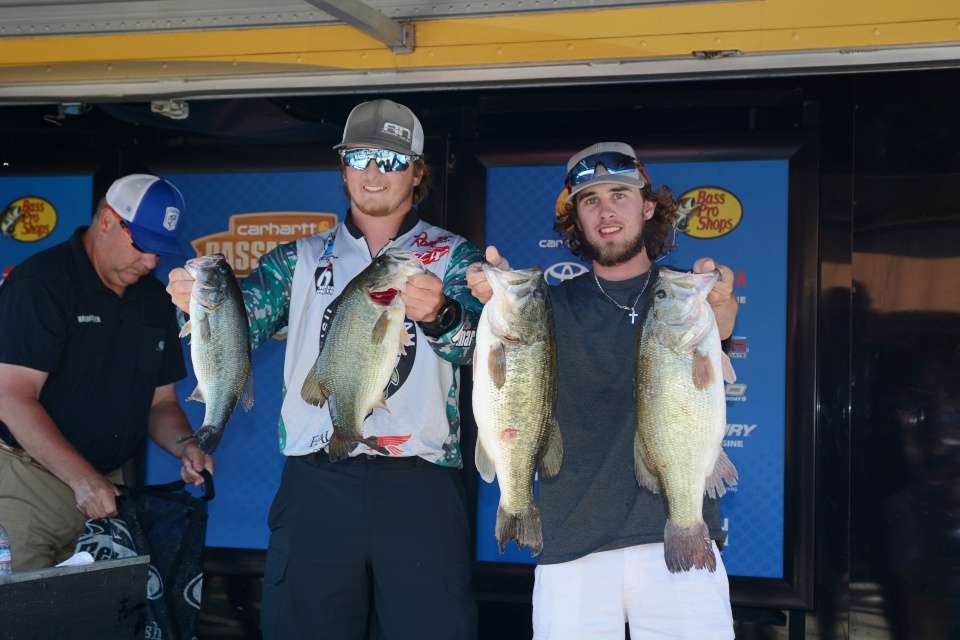 Tournament leaders Caleb Gibson and Tyler Winn of Northeastern State University with 21-15. 