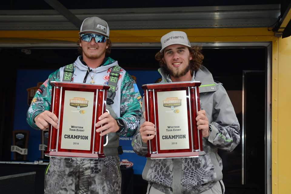 Gibson and Winn win the tournament and punch their tickets to the 2018 Carhartt Bassmaster College Series National Championship presented by Bass Pro Shops. The tournament is July 19-21, on Lake Tenkiller near Tahlequah, Okla. 
