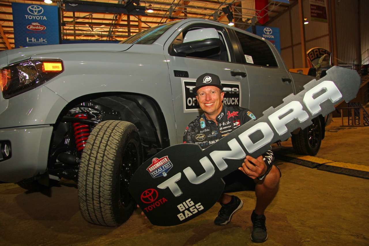 And it held up. For having the heaviest bass over the four days of competition, Ehrler was rewarded with a Toyota Tundra truck. (This key does not fit -- it is just a cool thing to hang in his home, or in his truck.) Itâs the second Tundra heâs won in the Texas events.