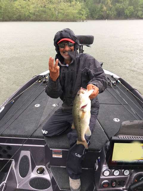 Paul Elias with a solid 4-pounder caught flipping shallow.
